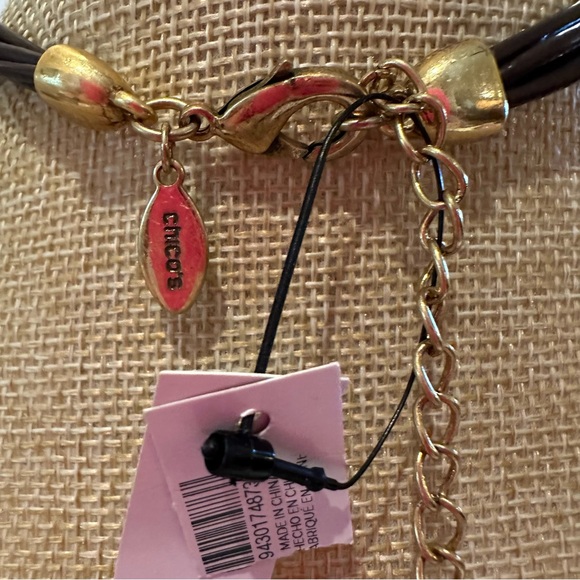 NWT Chico’s Boho Necklace “Brown Pearl Prairie Sunset” Leather w/ fringe tassel - Picture 12 of 13